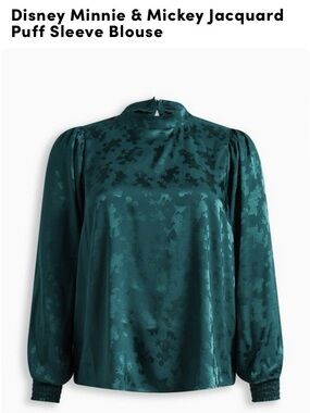 TORRID Disney Teal Jacquard Puff Sleeve Blouse